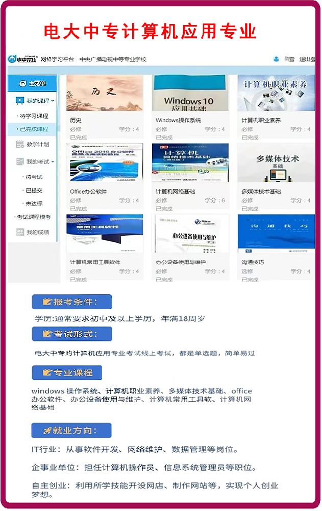 电大中专计算机应用专业学习资料